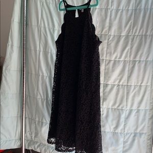 Halter neckline black dress